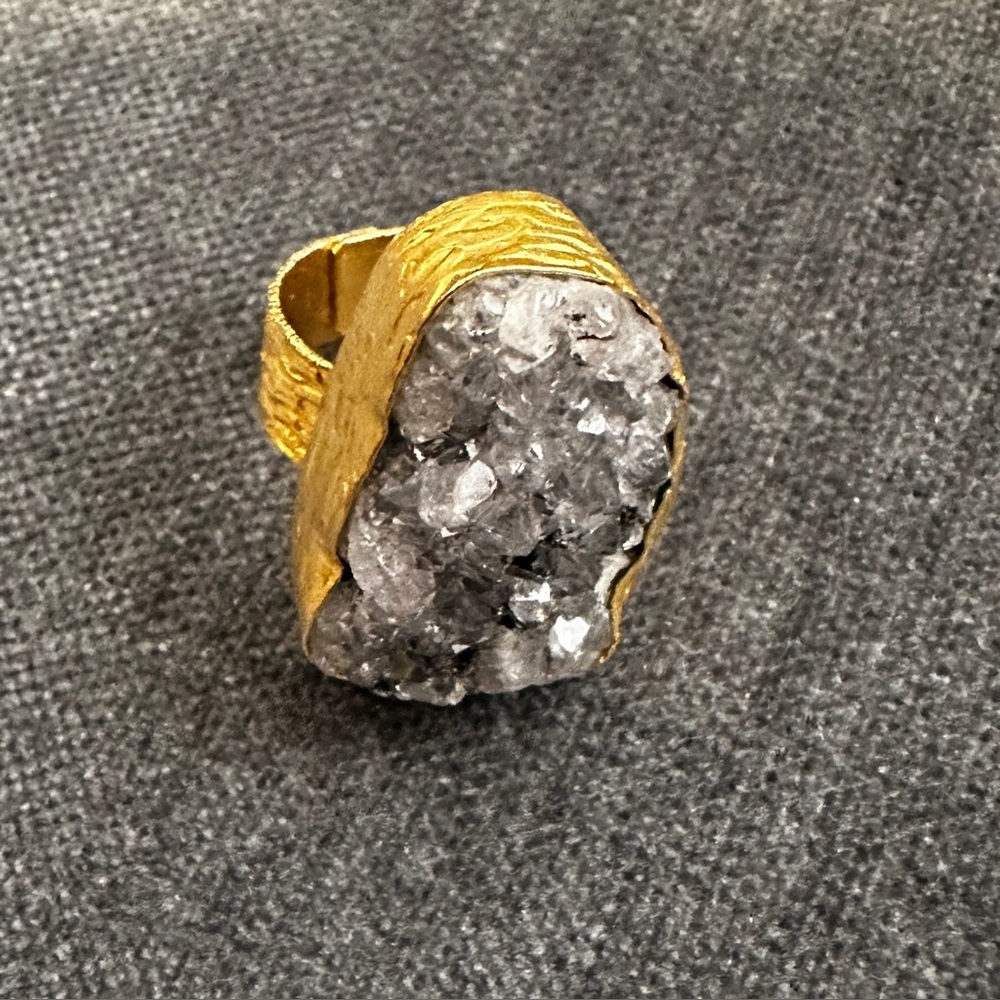 Druzy Gold Plated Adjustable Ring